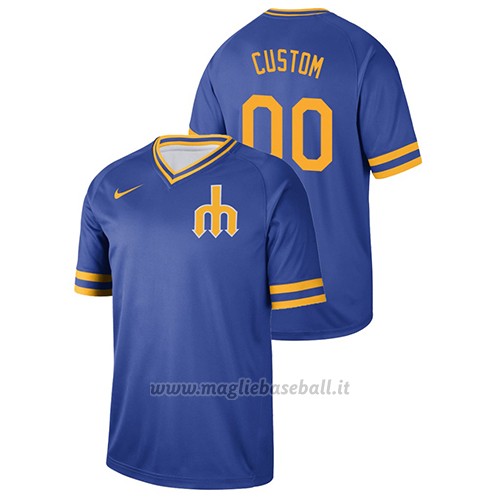 Maglia Baseball Hombre Seattle Mariners Custom Cooperstown Collection Legend Blu